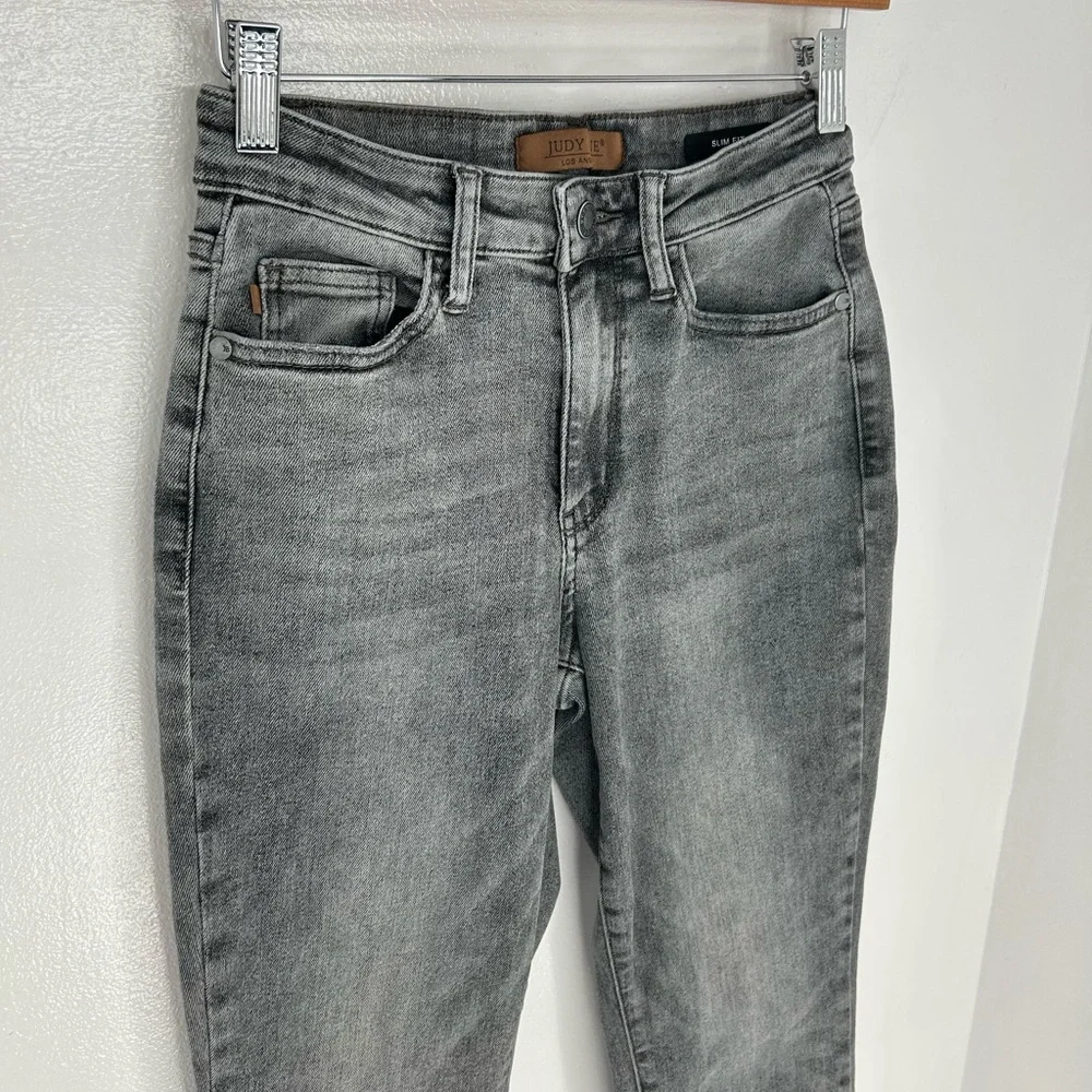 Judy Blue Slim Fit Jeans 1/25 High Rise‎ Light Wash Gray Denim Stretch 24x27.5